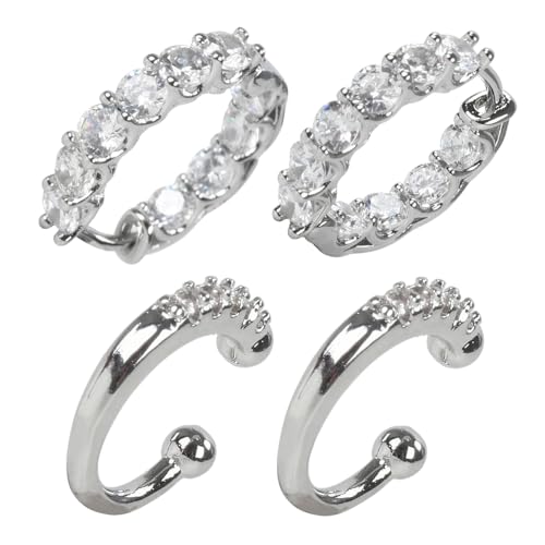 Women's Silver Earrings Fashion Jacket Stud Earrings Stacking Small Hoop Huggie Earrings Set for Multiple Piercing Everyday Ear Cartilage Earrings - color: Silver+Silver