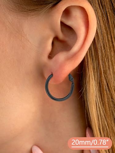 FaithHeart Silver/Black/Gold Stainless Steel Thin Hoop Earrings for Women | 2mm Wide Thin Large Hoop Earrings, Hypoallergenic Lightweight Trendy Jewelry, 20/30/40/50/60/70/80/90/100mm - color: Black, size: 30mm/1.18"