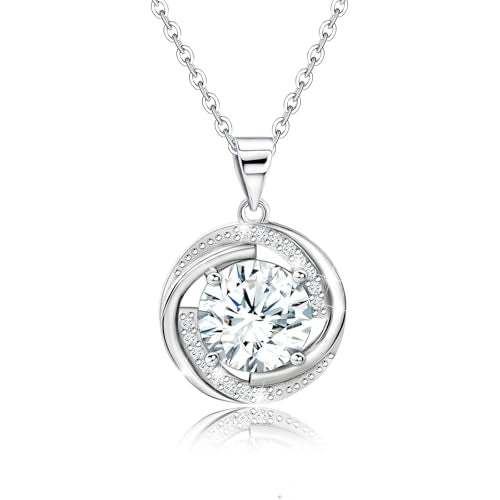 Sterling Silver Pendant Necklace Charms Hypoallergenic Fashion Jewelry Dainty Valentines Day Birthday Gift for Women - style: Circle CZ