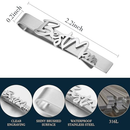 HAWSON Father of the Bride and Groom Tie Clip Best Man Skinny Stainless Steel Marriage Tie Bar Wedding Gift for Man - style: 2.2''-BESTMEN