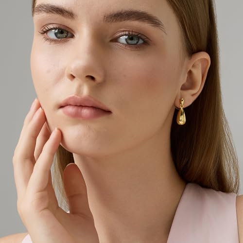 Green Crystal huggie gold hoop earrings for women Girls,14K Gold Plated with 925 Sterling Silver Post color Cubic Zirconia dainty cute Earrings| CZ Stud Earring - color: Mini Teardrop Earrings