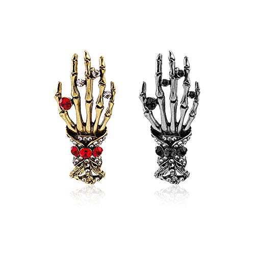 Premium Handmade Enamel Lapel Pin Brooch Badge - color: Day of the Dead Gold Hand, size: 1 Pin