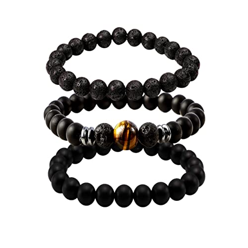 Eigso 6-8mm Wood Beads Bracelet Prayer Beads for Meditation Buddha Tibetan Bracelet for Men and Women - color: A3 : 3 Pcs Different