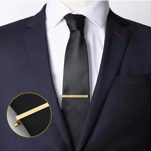 Gold Tie Clip for Men Tie Bar Clip Regular Necktie Tie Pin Clip Tie Clasp Business Wedding Pinch Clips - style: fashion