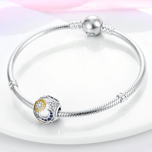 HONGRUI 925 Sterling Silver Charm for Bracelets Fashion Women Jewelry Gift - color: Silver Sun