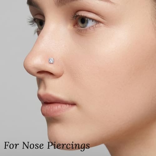 10 Pcs 18G Threadless Push in Flat Back Piercing Jewelry Stainless Steel Nose Rings Labret Lip Studs Cartilage Helix Tragus Earrings 6mm 7mm 8mm Bars for Women Men