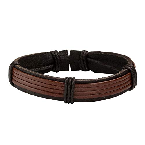 Leather Braided Bracelet Cuff Wrap Wristband for Men Women Adjustable - color: E:6pcs