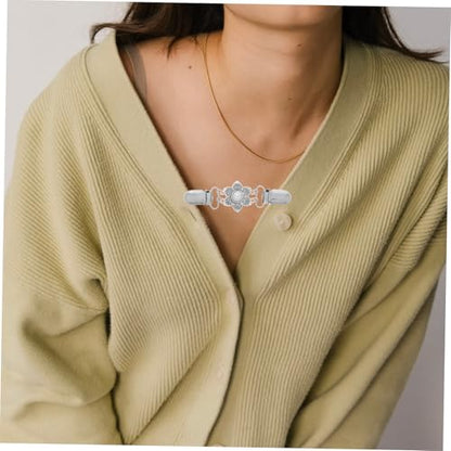 COLLBATH 2pcs Elegant Retro Cardigan Sweater Shawl Clips Women's Scarf Buckle Secure Collar Chain Clips