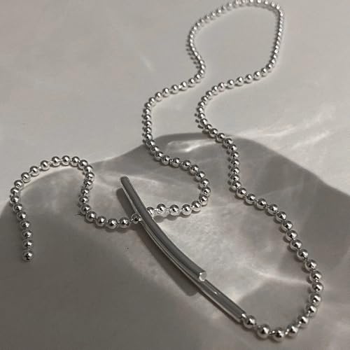 925 sterling Silver Lariat Necklace, Punk Silver Lariat Necklace For Women, Charm Copper Beaded Chain Necklace Y Shape Jewelry, long necklaces for women boho, drop necklaces for women