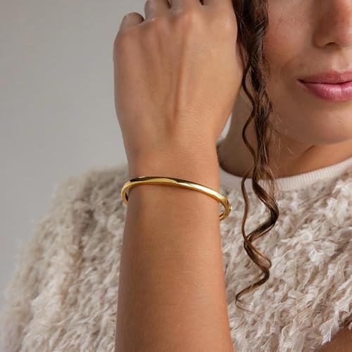 Bangle Bracelets for Women, Dainty Delicate Stacking CZ Diamond Bracelet, 18K Gold Plated Silver, Gold Jewelry, Mother’s Day Gifts for Mom - style: 03-Gold Classic Bangle