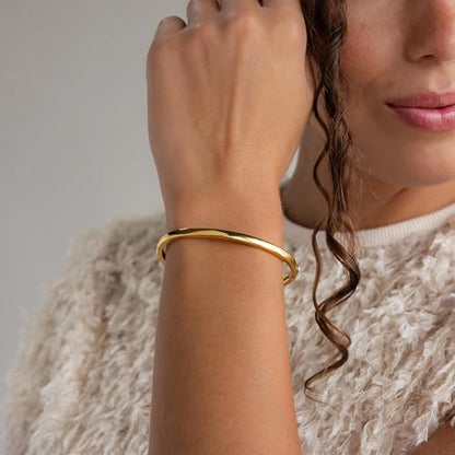 Bangle Bracelets for Women, Dainty Delicate Stacking CZ Diamond Bracelet, 18K Gold Plated Silver, Gold Jewelry, Mother’s Day Gifts for Mom - style: 03-Gold Classic Bangle