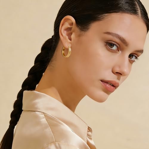Two Tone Silver and Gold Plated Hoop Earrings for Women Mixed Metal Hypoallergenic Statement Valentines Jewelry Gifts - style: Gold Hoops