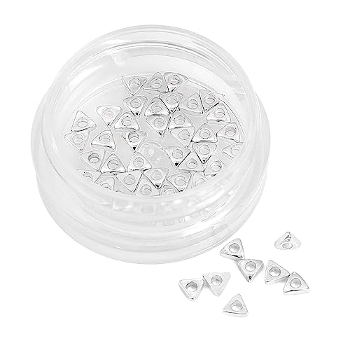 Silver Plated Triangle Spacer Beads 3x3mm 50pcs for Jewelry Making Findings Non Tarnish - color: Silver, size: 3x3mm Triangle
