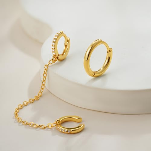 Ear Cuff Earrings for Women Non Piercing - 18K Really Gold Plated Cuff Earrings Trendy Cubic Zirconia Huggie Hoop Cartilage Earring Jewelry Gifts Gold Earring fpr Women Girls - color: 06-Cz Earrings Cuff