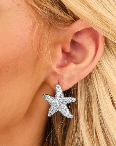 Gold Chunky Earrings for Women Trendy, 14K Gold Plated Dainty Kont Earrings Statement Minimalist Hypoallergenic Stud Earrings - color: Amelia & Silver