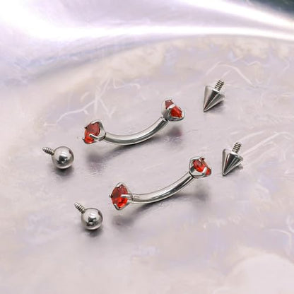 16G Eyebrow Piercing Jewelry Surgical Steel Internal Thread Curved Barbell Tiny Eyebrow Ring Vertical Labret Lip Jewelry Ear Rook Small Christmas Belly Button Ring for Women Men - color: red