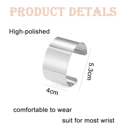 2Pcs Cuff Bangle Bracelet for Women Open Wide Wire Bracelets Gold Wrist Cuff Wrap Bracelet Adjustable - color: Silver2