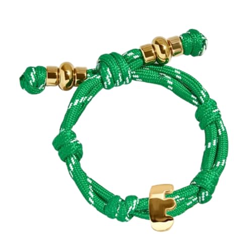 VLINRAS Bubble Initial Bracelet for Women Men, Green & Blue Knotty Puffy Letter Bracelets Gifts for Mom Dad Friends - color: Green- E