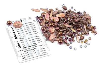 2.1oz (60 g) Mix of Unique Czech Bohemia Glass Pressed Beads, Matte and Glossy, Hand Made, Antique Copper Pink - color: Antique Copper Pink