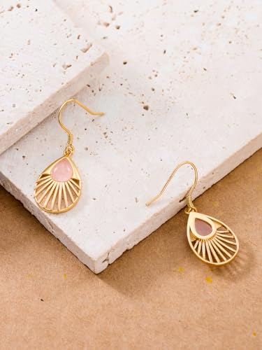 Dorunmo s925 Sterling Silver Western Dangle Drop Earrings Birthday Jewelry Gifts for Women - style: Rose Quartz A