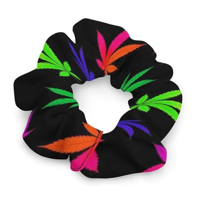 Coil Hair Ties for Thick Hair Trippy Neon Weedleaf Leaves, Strong Hold Spiral Scrunchies, No-Crease Ponytail Holder for Women with Long or Thick Hair - color: Style (860)
