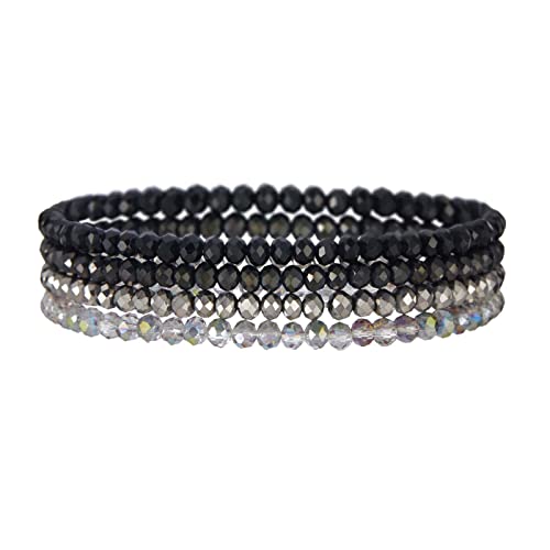 Noessla Beaded Boho Stretch Bracelet Colorful Stackable Crystal Beads Bracelets Trendy Costume Jewelry Mothers Day Gifts for Women - color: Black