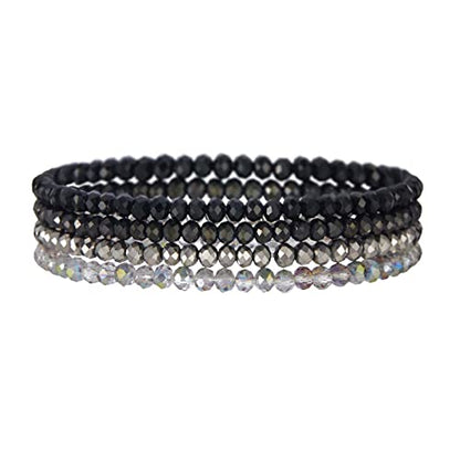 Noessla Beaded Boho Stretch Bracelet Colorful Stackable Crystal Beads Bracelets Trendy Costume Jewelry Mothers Day Gifts for Women - color: Black