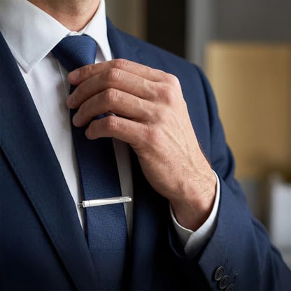 2 Pcs Tie Pins for Men, Classic Tie Clip Silver for Father Husband | Mens Tie Clip, Tie Bars for Men Stainless Steel, Formal Business Wedding Party Fathers Day Gift, Professional Fashion Designs