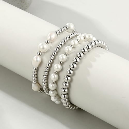 Badu Gold Beaded Bracelets for Women Boho Crystal Multiple Layered Stackable Wrap Bangle Set Paperclip Chain Trendy Jewelry - color: Style-8