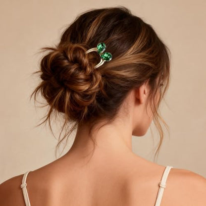 French Hair Pin for Women - Gold Fashion Hair Pins for Women, Dainty U shaped Hair Pins Fashion Accessorries, French Twist Hair Pin Birthday Gifts, Aquamarine March Birthstone - color: March-Aquamarine