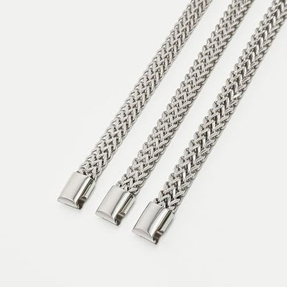 Braided Chain Bracelet 1-Pack - Stainless Steel Franco Link Bracelet with Push-Button Clasp (Gold, Silver, Black Options) - color: Silver