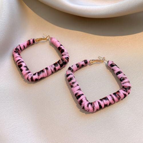 Gold Large Hoop Earrings Lightweight Chunky Gold Earrings Big Hoop Earrings for Women Silver Chunky Earring Gold Statement Earring Fashion Trendy Jewelry - style: C - Pink
