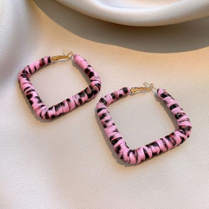 Gold Large Hoop Earrings Lightweight Chunky Gold Earrings Big Hoop Earrings for Women Silver Chunky Earring Gold Statement Earring Fashion Trendy Jewelry - style: C - Pink