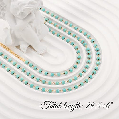 Adjustable 18k Gold Plated Waist Chain, Beach Bikini Body Chain, Handmade Boho Belly Chain - color: P.turquoise beads