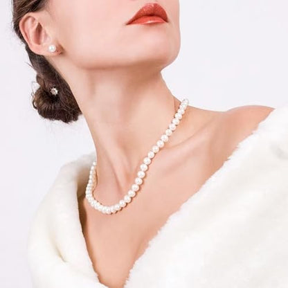 3PCS Pearl Jewelry Set for Women, Faux Pearl Necklace Bracelet Earrings Set, Round Pearl Costume Accessories for Brides Wedding Gift - style: Classic2