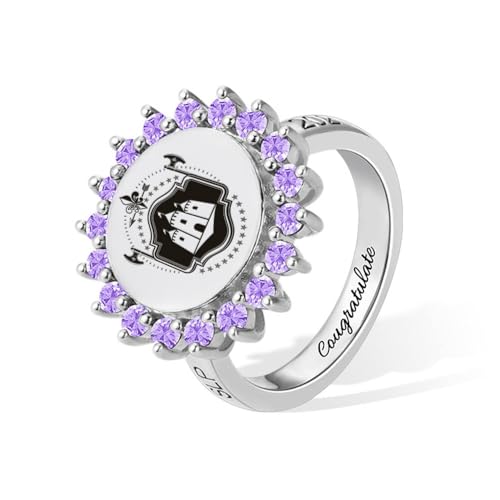 callie Custom Signet Ring - Engraved Text & Photo, Personalized Family Crest Coat Of Arms Rings, 925 Sterling Silver/Brass | Father's Day Jewelry Gifts for Men & Women - color: Birthstone