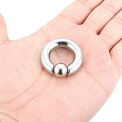 12G 10G 8G 6G 4G 2G 0G 00G Large Septum Rings Gauges Earrings Hoops 316L Surgical Steel Spring Action Captive Bead PA Ring CBR Septum Nose Rings Piercing Jewelry for Women Men - color: Silver, size: 0G=8mm Inner Dia: 3/4" (19mm)