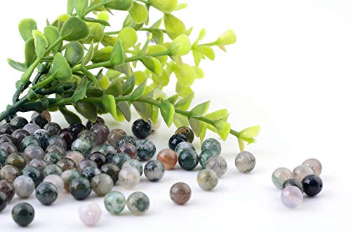 Natural Stone Beads 100pcs 10mm India Agate Round Genuine Real Stone Beading Loose Gemstone Hole Size 1mm DIY Smooth Beads for Bracelet Necklace Earrings Jewelry Making (India Agate, 10mm) - color: India Agate Green, size: 10mm