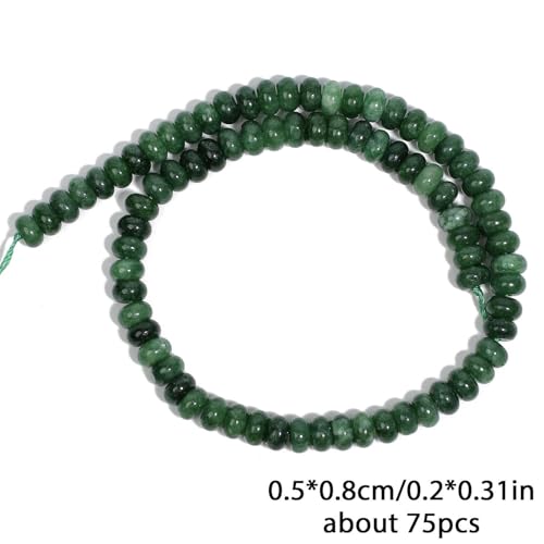 Songxi 5x8mm Natural Canada Green Stone Rondelle Beads, 75PCS Spacer Round Loose Abacus Beads for Jewelry Making, Gemstone for Bracelet Necklace Earrings, Arts and Crafts - color: Canada Green