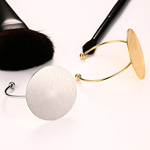 AOCHEE Geometric Circle Bangle Open Brushed Big Round Cuff Wire Bangle Punk Bracelet for Women - color: Gold