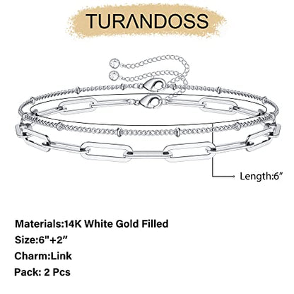Dainty Gold Bracelets for Women, 14K Gold Plated Adjustable Layered Beads Bracelet Cute Evil Eye Oval Chain Pearl Bar Turtle Gold Bracelets for Women Jewelry - style: Grey crystal beads&Chain