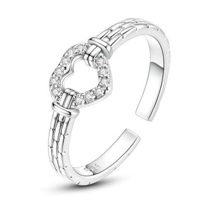 925 Sterling Silver Adjustable Rings for Women 14K Gold Plated Thumb Rings | Stackable Statement Eternity Rings Dainty Starfish Star Moon Heart Lucky Open Ring Trendy Jewelry Birthday Gifts for Ladies - color: Love Twisted Chain Ring