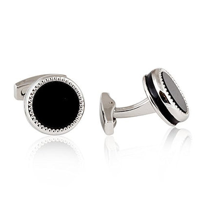 Cuff-Daddy Tuxedo Cufflinks Studs Formal Set Black Enamel Silver with Presentation Box Gift Party Special Occasions Wedding Anniversary