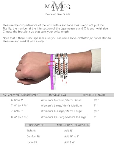 Stainless Steel Mens Cuban Link Chain, Miami Cuban Chain Bracelets for Men, 8mm Wide 7.5 8 8.5 9Inch Hip Hop Mens Bracelets,Gift for Father Husband Son men chain - style: 8mm-Length 7.5 Inches （men's small size）