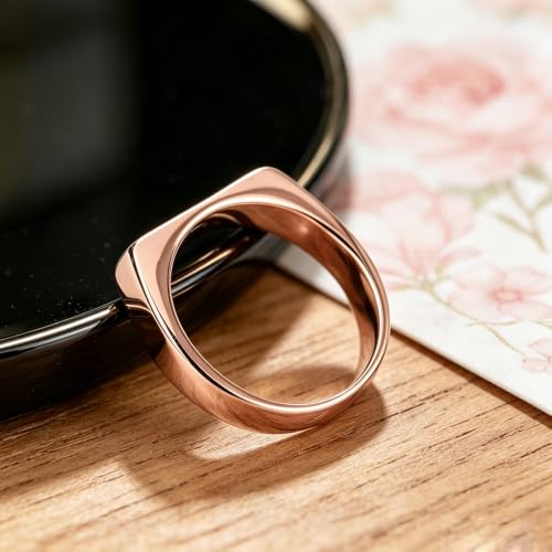 Square Signet Style Titanium Steel Classical Wedding Engagement Ring | Classical Simple Plain Wedding Engagement Statement Ring,Square Shape Signet Style Titanium steel Steel - color: Rose gold