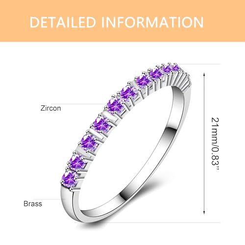 Uloveido Platinum Plated CZ Simulated Diamond Stack Eternity Band Ring J029 - color: Purple