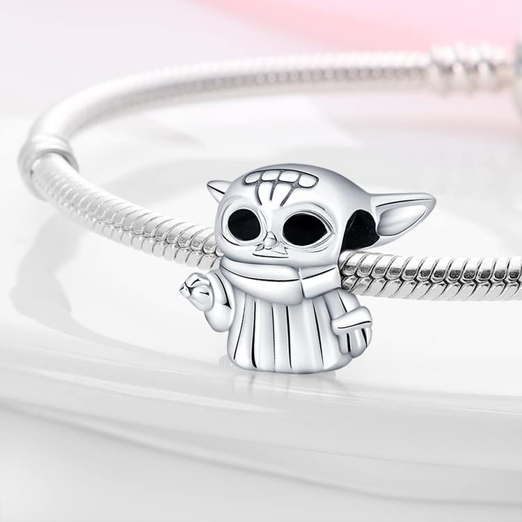 LIGHTDOG 925 Sterling Silve Charms fits Pandora Bracelets Necklace,5A Zircon Dangle Pendant Bead,Mother's Day Gift Jewelry Beads for Women - style: Yoda Charm