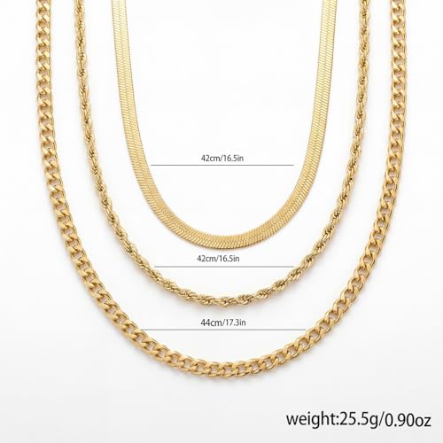 9-Piece Gold Tone Layered Chain Necklace Set for Women, Versatile Stackable Necklaces with Vertical Bar/Herringbone/Padlock Coin Charms, Trendy Boho Jewelry - style: TZJ-003359