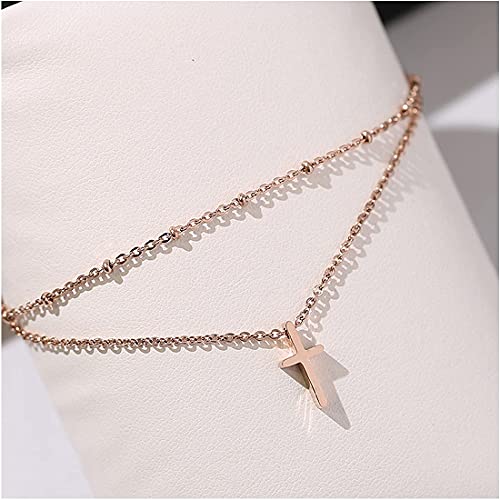 RoseGold Ankle Bracelets for Women - Layered Anklets - Link Foot Jewellery - color: RoseGold - 23#