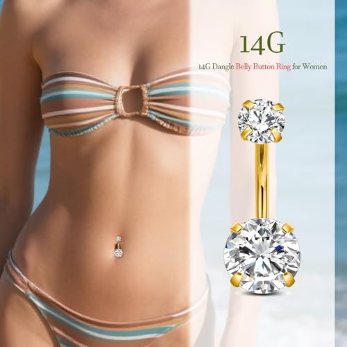 D.Bella 14G Stainless Steel Belly Button Rings 10mm 3/8" Barbell Belly Navel Rings Piercing for Women - style: Style C